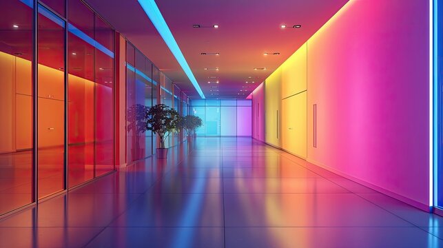 High-efficiency LED lighting solutions in a modern office setting, saving energy and costs, solid color background, 4k, ultra hd