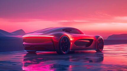 Autonomous vehicle design studio, concept cars, VR testing, solid color background, 4k, ultra hd - obrazy, fototapety, plakaty