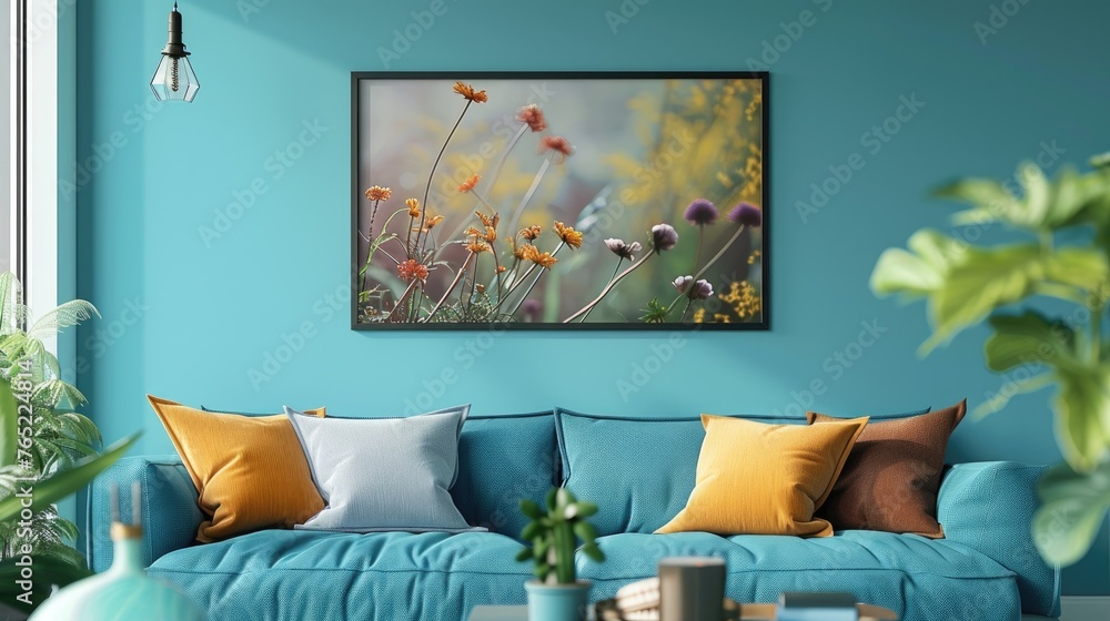 Poster smart digital picture frames for displaying art collections and family photos, solid color backgroun