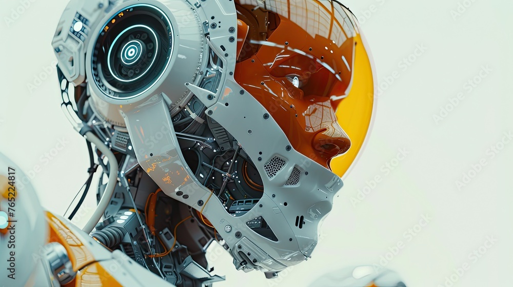 Poster collaborative robotics research lab focusing on human-robot interaction and safety, solid color back