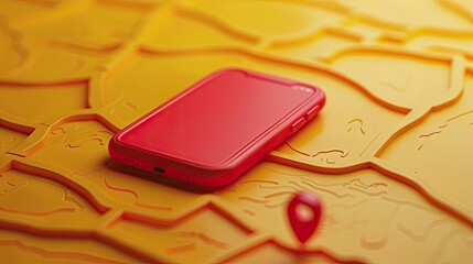 Location-based services on a smartphone, offering personalized recommendations and navigation, solid color background, 4k, ultra hd