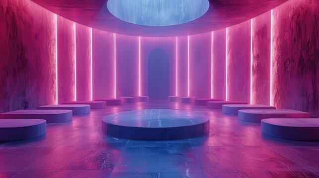 Teleportation test chamber, quantum pads, energy arcs, solid color background, 4k, ultra hd