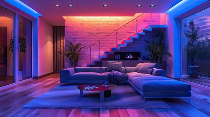 Smart home automation systems for energy-efficient lighting and temperature control, solid color background, 4k, ultra hd