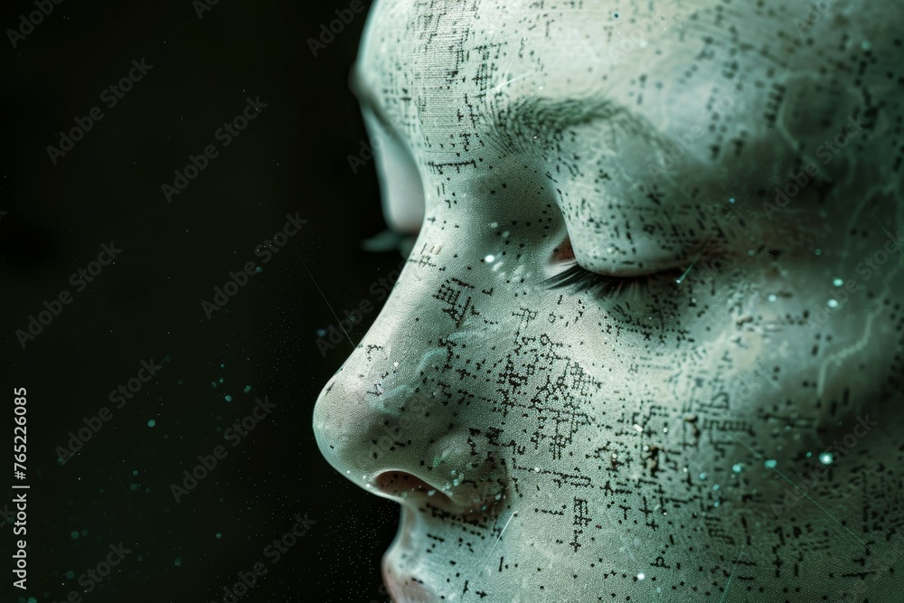 Poster face recognition concept. background with selective focus and copy space