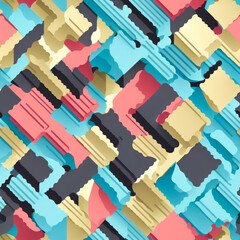 wallpaper for retro seamless patterns in 80s and 90s style with abstract geometric figures in memphis theme