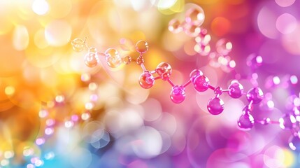Molecular structure of pharmaceutical drug with colorful atoms on abstract background - obrazy, fototapety, plakaty