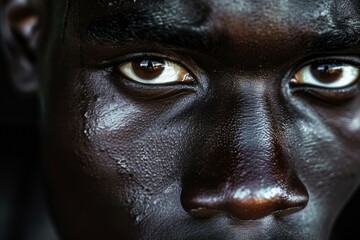 A man with a dark skinned face and a black nose - obrazy, fototapety, plakaty