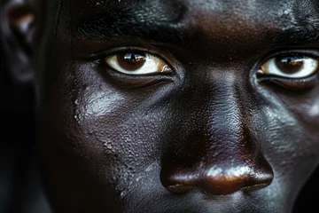 Fotobehang A man with a dark skinned face and a black nose © top images