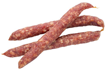 Sausages or salami. Pork or beef Kabanos sausage. Meat stick of Cabanos or Cabanossi Thin Dry...