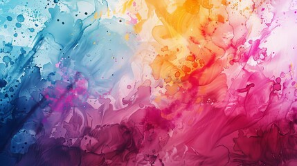 Vibrant Abstract Watercolor Painting with Colorful Splatters, Modern Art Background