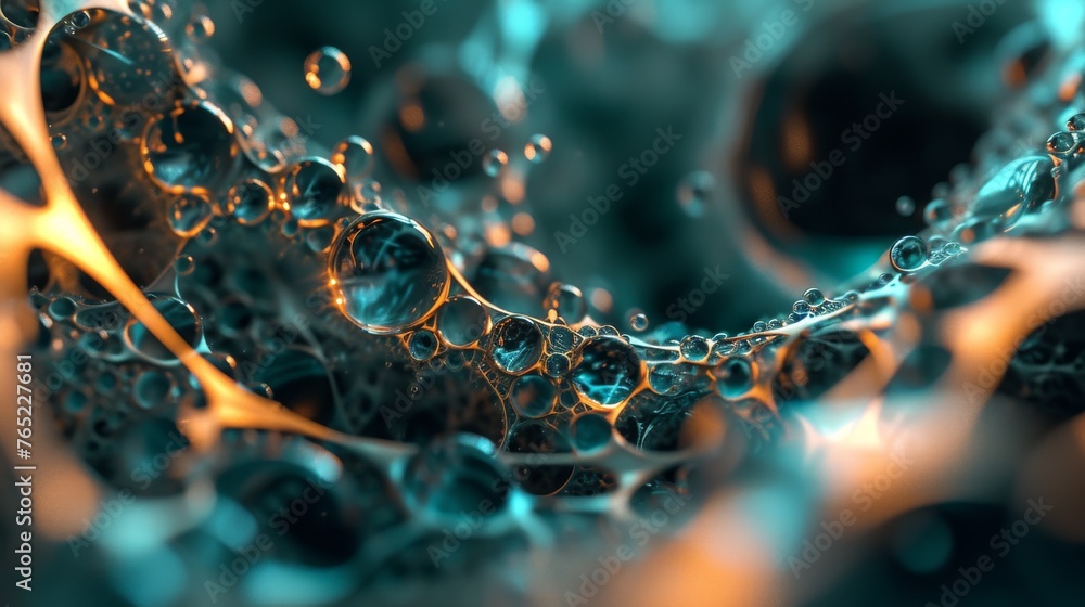 Poster this image captures a mesmerizing flow of aqua blue bubbles, with intricate patterns and a play of l