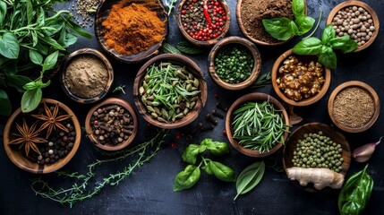 Obraz na płótnie Canvas assorted herbs and spices