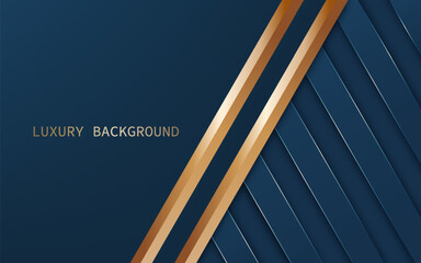 Blue and gold diagonal shapes background. Luxury styles. Vector illustration
