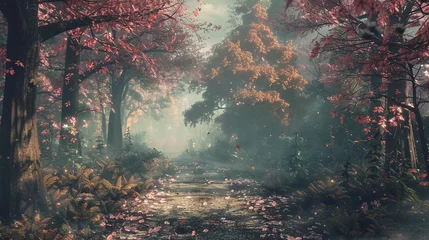 Foto auf Leinwand illustration of a forest scene in autumn © Azad