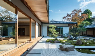 Deurstickers Bestemmingen A minimalistic villa with very nice Japanese garden landscape