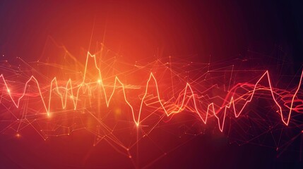 Arrhythmia heart condition with irregular heartbeat waveform, medical illustration
