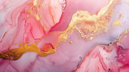 Fototapeta premium Elegant pink and gold abstract marble painting, luxury wedding card or women's day backdrop