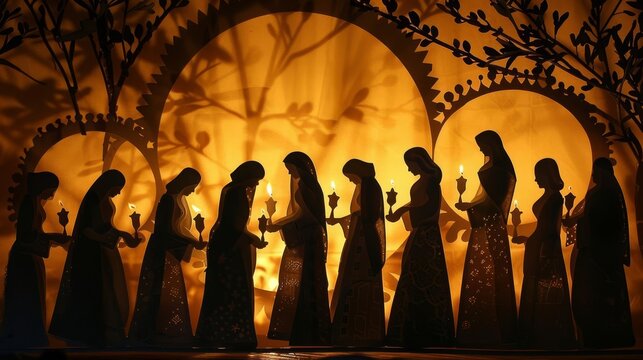 Illuminating Silhouette The Parable of the Ten Virgins Waiting with Their Lamps
