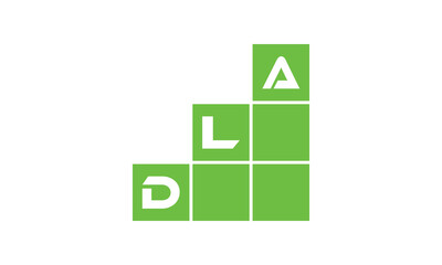 DLA initial letter financial logo design vector template. economics, growth, meter, range, profit, loan, graph, finance, benefits, economic, increase, arrow up, grade, grew up, topper, company, scale