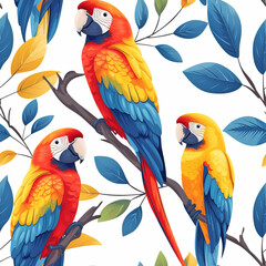 Seamless Tropical Parrot Pattern for Vibrant Design