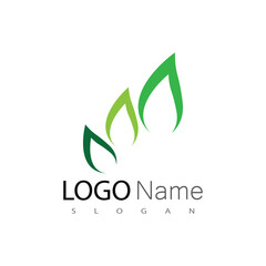 Green leaf logo vector template element symbol design