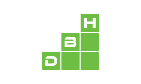 DBH initial letter financial logo design vector template. economics, growth, meter, range, profit, loan, graph, finance, benefits, economic, increase, arrow up, grade, grew up, topper, company, scale