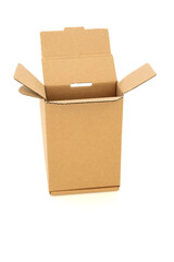 Brown cardboard rectangular shape box on white background. Environmentally friendly recycled reusable material for delivery parcel package.