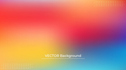 Abstract blurred gradient mesh background in bright rainbow colors. Colorful smooth banner template. Easy editable soft colored vector illustration in EPS10 without transparency.