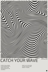 Mid century modern minimalist poster with Wave Pattern, Retro Wavy Background