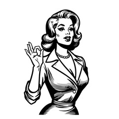 A confident woman speaks. Illustration in a bold Pop Art style. Perfect for education, coaching, political themes.