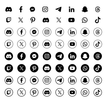 Popular Social Network Symbols Social Media Vector Logo Icons Collection In Pixel Art Style