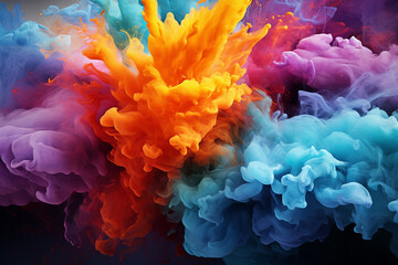 Abstract colorful acrylic paint splash isolated on white background. Acrylic colors in water.