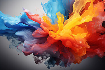 Abstract colorful acrylic paint splash isolated on white background. Acrylic colors in water.