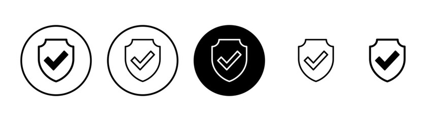 Shield check mark icon vector isolated on white background. Protection approve sign. Safe icon vector
