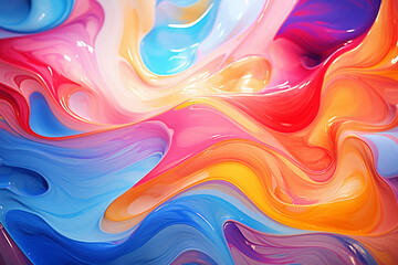 Abstract background of acrylic paint in blue and pink tones. Liquid marble pattern