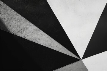 Black and white geometric shapes, triangles, shadows, dark background Generative AI
