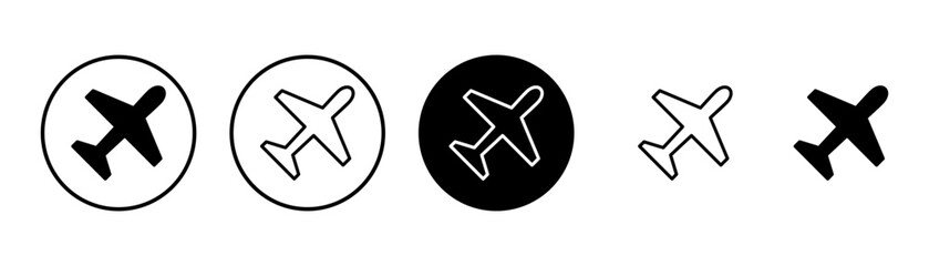 Plane icon vector isolated on white background. Aeroplane vector icon. Flight transport symbol. Travel element illustration. Holiday symbol. Airplane