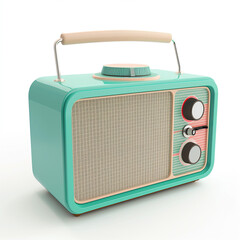 Green retro radio box on a white background