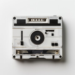 Retro cassette player on a gray background