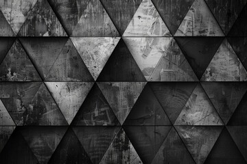 Black and white geometric shapes in the form of triangles, with a background and dark Generative AI