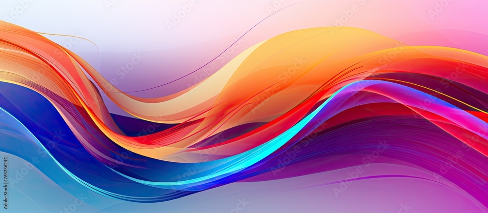 Poster an artistic backdrop featuring vibrant hues in an abstract design with flowing curved lines and undu