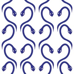 Christmas cartoon animals seamless snake pattern for new 2025 year wrapping paper and fabrics