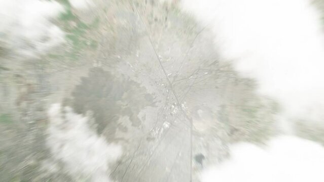 Earth zoom in from space to Ecatepec, Mexico. Followed by zoom out through clouds and atmosphere into space. Satellite view. Travel intro. Images from NASA
