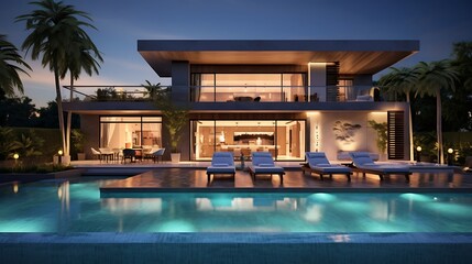 An urban sanctuary blending minimalist elegance with resort-style amenities, including a pristine pool in a modern residence.




