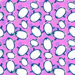 Spring Easter animals seamless penguin and eggs pattern for wrapping paper and kids print and party accessories