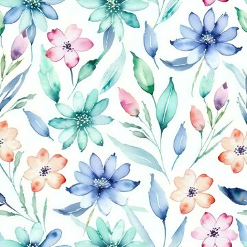Sweet flower watercolor pattern.soft pastel colors