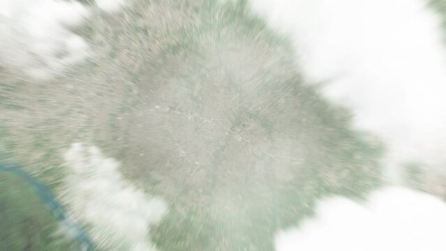 Earth zoom in from space to Capiata, Paraguay. Followed by zoom out through clouds and atmosphere into space. Satellite view. Travel intro. Images from NASA