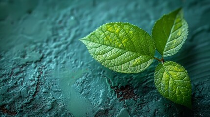 Fototapeta na wymiar On a green background, there is a leaf background