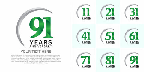 Set of Anniversary Logotype green color can be use for special day celebration