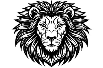 lion head silhouette  vector art illustration